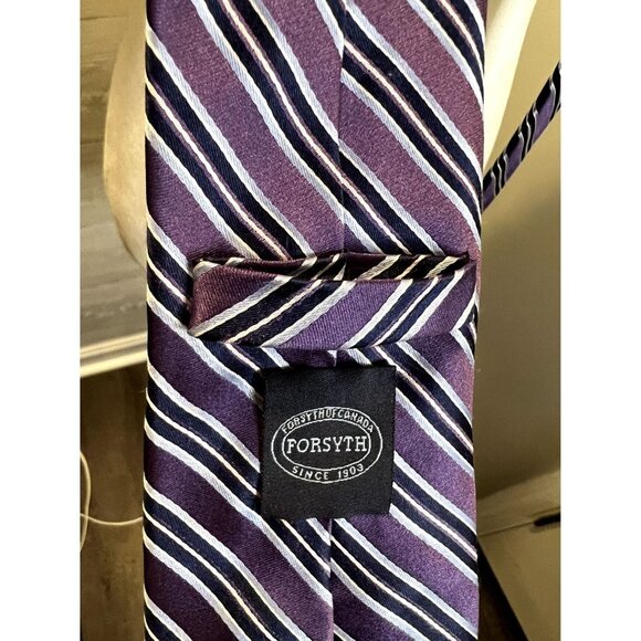 Forsyth of Canada Men's Stripe Tie Silk Woven Necktie Busine - Picture 4 of 4